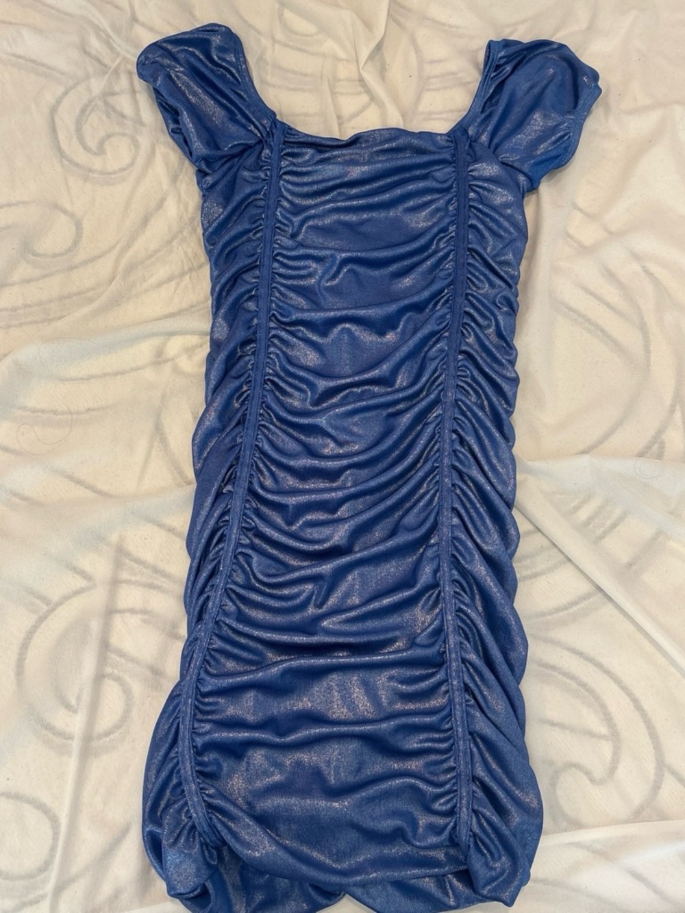 Ruched Kids One-Piece Dress in Deep Blue